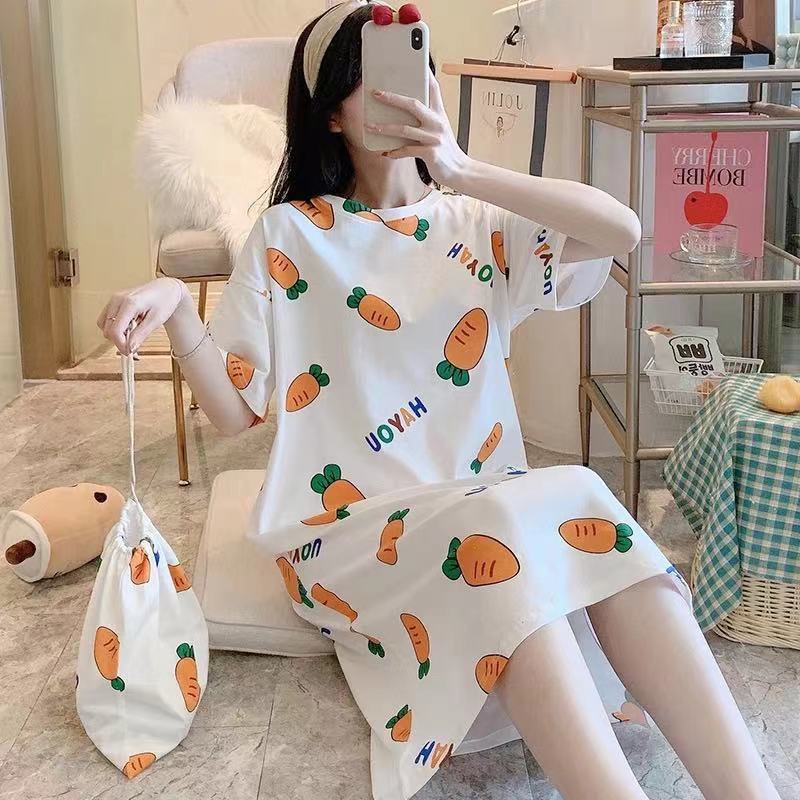 Cute Cartoon Short-Sleeve Nightdress ? Loose Korean-Style Homewear for Women & Maternity