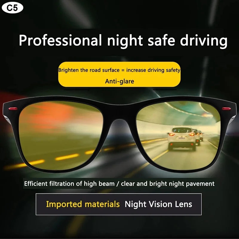 Night Vision Polarized Driving Glasses for Men – Day & Night UV Protection Sports Sunglasses with PC Frame - Golree Collective
