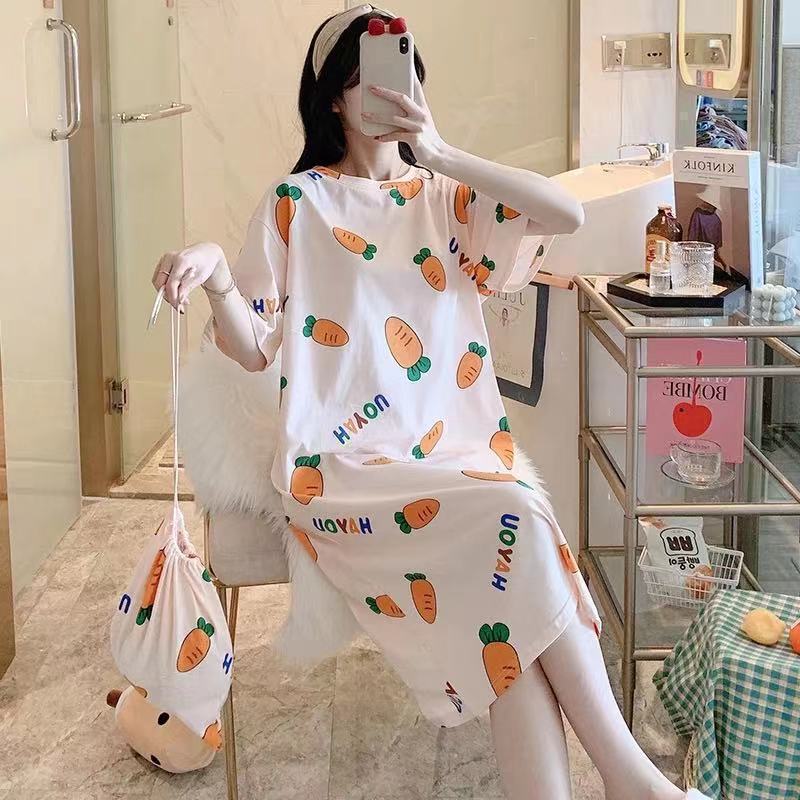 Cute Cartoon Short-Sleeve Nightdress ? Loose Korean-Style Homewear for Women & Maternity