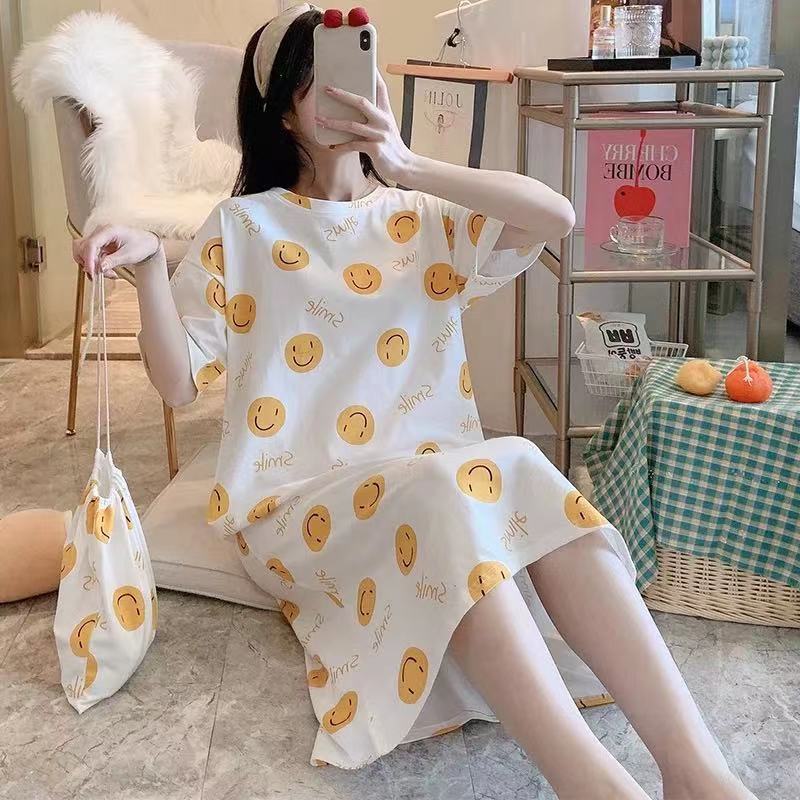 Cute Cartoon Short-Sleeve Nightdress ? Loose Korean-Style Homewear for Women & Maternity
