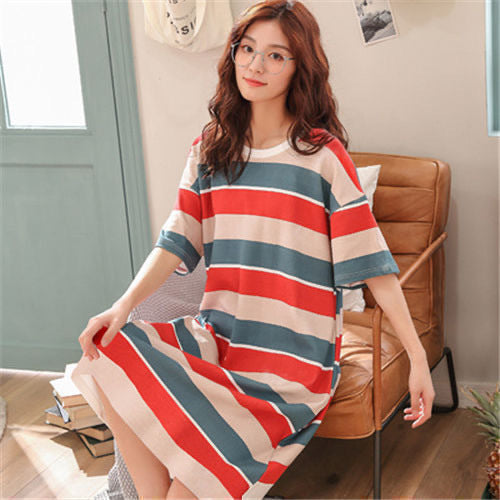 Cute Cartoon Short-Sleeve Nightdress ? Loose Korean-Style Homewear for Women & Maternity