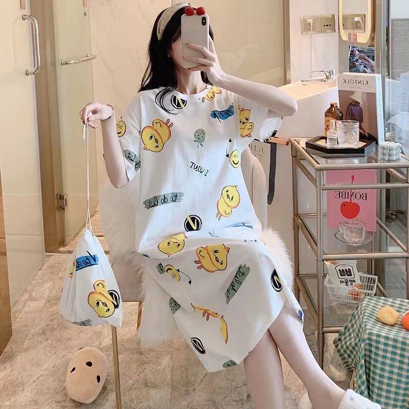 Cute Cartoon Short-Sleeve Nightdress ? Loose Korean-Style Homewear for Women & Maternity