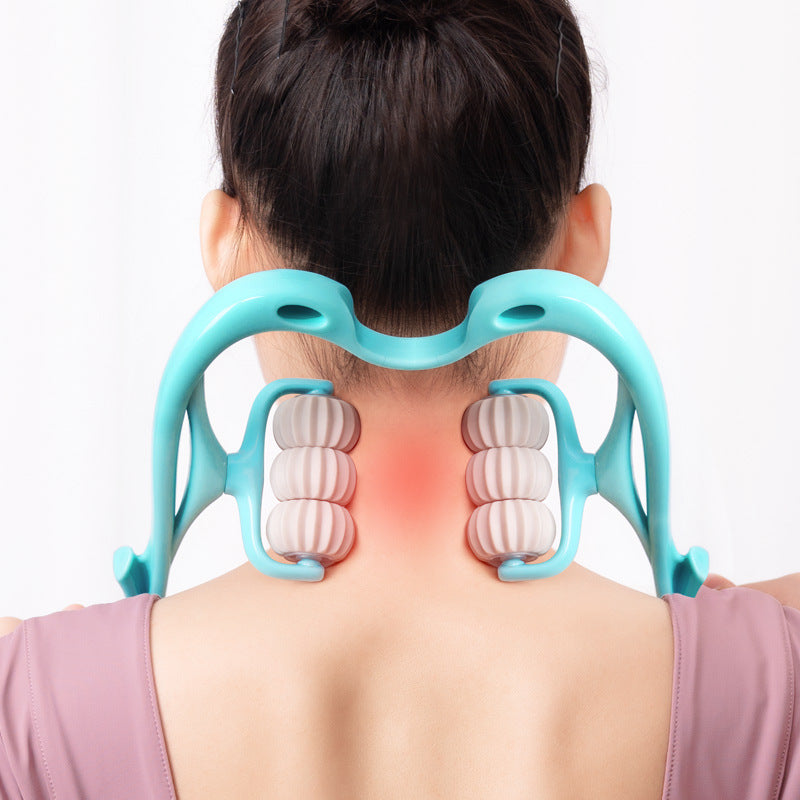 Manual Six-Wheel Neck Massager – Multifunctional Roller Tool for Pain Relief, Relaxation & Muscle Massage Therapy